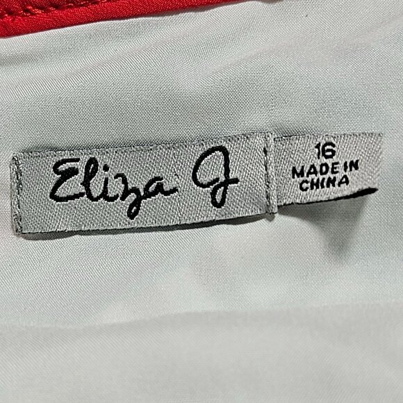 Eliza J Shift Dress Womens Size 16 Geometric Print Blue Pink White Back Zipper - Picture 4 of 9